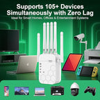 WiFi Extender Signal Booster for Home, AC1900Mbps Dual Band, Covers up to 12880 sq.ft & 105 Devices, New 6X Faster Wireless WiFi Extender with Ethernet Port, WiFi Booster Compatible with All Routers