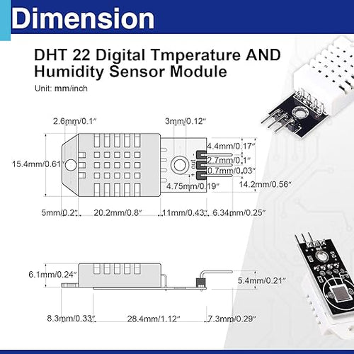 6 Set Digital Temperature and Humidity Sensor Modules, Compatible with DHT22/AM2302, 3.3V–5V Sensors for Arduino with Dupont Wires