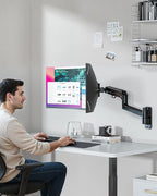 monTEK 17-49 inch Single Monitor Wall Mount for up to 44 lbs Ultrawide Screen, Premium Aluminum Heavy Duty Monitor Arm with Adjustable Gas Spring Arm, 75x75/100x100 VESA Mount, Black