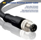 Lonlonty M8 4 Pin Male Socket Panel Aviation Wire,8mm Industrial Circular Sensor Connector Cable Shielded,Outdoor Waterproof IP67 A Coding 6.5Ft/2M