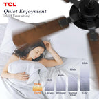 TCL Ceiling Fans with Lights, 52 Inch Ceiling Fan with Light and Remote Control, Reversible DC Motor, Noiseless, Dimmable 36W LED, Modern Ceiling Fan for Bedroom Living Room (Black)