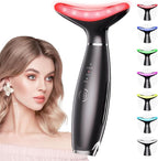 Dopsikn 7 Color Galvanic Machines - Red Light Therapy for Face and Neck, Face Massager Tool for Wrinkles, Double Chin, Vibrating Facial Massager with Thermals, Black