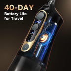 Bitvae C6 Water Dental Flosser for Teeth Pick, Cordless Flosser for Travel with 6 Jet Tips, 3 Modes 5 intensities, IPX7 Waterproof Portable & Rechargeable Oral Irrigator Cleaner, Black