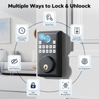 CAMCAMP Keyless Entry Door Lock, Fingerprint Door Lock with APP Remote Control, Smart Lock for Front Door/Bedroom, Easy-to-Install Keypad Deadbolt, Auto-Locking, 4 AA Batteries Include