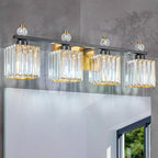 FDPBY Vanity Lights 4-Light Modern Crystal Vanity Light Black Gold Bathroom Light Fixtures Over Mirror Crystal Bathroom Vanity Lighting Fixtures