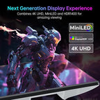 KTC 27 Inch 4K MiniLED Gaming Monitor, UHD 3840x2160 Dual Mode (4K 160Hz/FHD 320Hz), HDR 1400, Fast IPS, Type-C 65W, KVM, VESA, Tilt & Swivel & Height Adjustable, White, M27P6