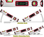 eOUTIL 15.7-Inch Digital Torpedo Level & Angle Finder – IP54 Waterproof Inclinometer with Backlit LCD, V-Groove Magnetic Base, 0.1° Accuracy – for Construction, Woodworking, Metalworking（Red)