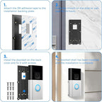 Baaletc No-Drill Ring Doorbell Mount - Adhesive Door Bracket Compatible with R-ing Video Doorbell 1/2/3/3 Plus/4/ (2020 Release) Wireless, Mounting Plate Holder Accessories for Houses