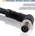 M8 Aviation Sensor Cable 5 Pin，Lonlonty M8 Industrial Sensor Connector Shielded Cable,Field Assembly M8 Connector B Coding Shielded Cable 6.5Ft/2M (5-Pin,Right Angle,Male)