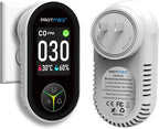 Protmex Carbon Monoxide Detector Plug in Wall, 3-in-1 Co Detector Monitor Air Quality with Temperature Humidity Sensor, Portable CO Meter Easy to Read & Install, for Home/Hotel/RV