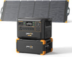 Pecron Portable Power Station F3000LFP with 3072Wh Extra Battery, 200W Solar Panel*1, 3072Wh Solar Camping Generator, 3600W Solar Generator for RV, Home Use, CPAP