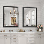 SMIROR Matte Black Bathroom Mirror for Over Sink 28x 36 inch, Metal Thick Frame Rectangle Vanity Mirror for Wall, Anti-Rust, Horizontally or Vertically Mounted