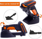 Symcode Bluetooth 2D QR Barcode Scanner with Charging Stand,Industrial Dustproof and Waterproof 3 in 1 Compatible with Bluetooth & 2.4GHz Wireless & Wired Connection with Vibration Alert Orange