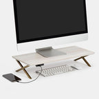Anji Mountain Monitor Stand - Desktop Organizer & Laptop Riser, Ergonomic Monitor Riser, Space-Saving Monitor Stand for Desk, Durable Construction, Easy Assembly, Ideal for Home & Office,White Wash