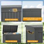 NUNU LAB 270 Gallon Large Resin Deck Box, Waterproof Outdoor Storage Box, Lockable Storage Bin for Patio Furniture, Garden Tools, Pool Accessories, UV-Resistant & All-Weather, Black