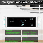 Qnemaei 8" Through Wall Fan 305 CFM, Room to Room Air Transfer Fan, Reversible Airflow Design, Programmable Timer, Quietly Circulating Air for Home, Office, Closet, Laundry Room & More