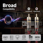 TODN Shielded RCA Audio Cables Audiophile Male to Male OFC RCA Stereo Cable for Car Audio, HiFi Systems (9.8ft/3m, 1 Pair)