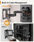 Perlegear Full Motion Sliding TV Wall Mount for 42-95 inch TVs up to 150 lbs with Cable Management, Fits 12″/16″/24″ Wood Studs, Swivel TV Mount Bracket, Tool-Free Tilt, Max VESA 600x400mm PGTVM41B