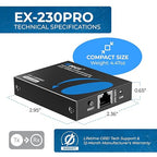 OREI HDMI Over Ethernet Extender Over Single CAT6/7 Ethernet Cable 4K@30Hz Up to 130 ft & 1080p Up to 230 ft (EX-230PRO)