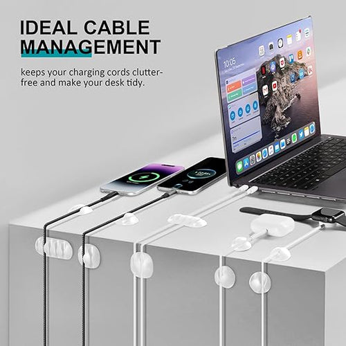 16Pack White Desk Cable Management,Adjustable Cord Organizer Cable Clips,Cable Organizer for Cords Phone Charger/PC/TV,Ideal Cord Holder for Nightstand/Wall/Desk/Office/Home/Car