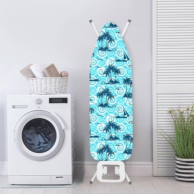 ZCFYGDX 15" x 54" Ironing Board Cover Scorch Resistant,Wear & Soil Resistant Covers, Easy Installation Elastic Edges 3 Fasteners,Lightweight & Breathable Coconut Tree Sailboat Print Size-XL