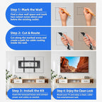 GEVINFA in-Wall TV Cable Management Kit with Power, Dual Outlets, USB-A & USB-C Ports, 9ft/109in Cord, Includes Wall Cutting Tools, Hide TV Wires for Clean Home Theater Setup