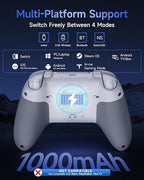 EasySMX X05Pro Wireless PC Controller – Soft-Click Low-Noise Buttons, Dual-Stage Impulse Triggers, Hall Joysticks with 1000Hz Polling, 2 Programmable Buttons, 1000mAh Battery, Multi-Platform Controller for PC/Switch/Android/iOS