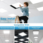 Msbfi 2x2 LED Flat Panel Light - 2 Pack Drop Office Ceiling Light 30-35-40W Adjustable, 130LM/W 3500K/4000K/5000K Selectable, 0-10V Dimmable, 100-277V for Office Ceiling Lighting Fixture ETL/DLC