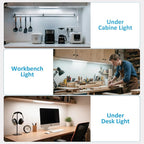 maylit Under Cabinet Lighting Plug in, 2 Pcs 14 Inch Linkable Ultra Bright LED Light Bars, Renter Friendly Lamp, Wired Indoor Lights for Kitchen Cabinet, Counter, Workbench, Desk, Shelf, Cool White