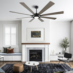 ELEHINSER 72 Inch Ceiling Fan with Lights and 3 Downrods, 8 Plywood Blades, 6-Speed Noiseless Reversible DC Motor, 3CCT, Windmill Ceiling fan for Kitchen Bedroom Living Room, Black and Grey