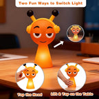 FlyPigInk Tap Night Light for Kids, Cute Ambient Lamp with 2 Brightness Levels, Eye-Caring Warm White LED, Rechargeable Nursery Light with Type-C Fast Charging, Durable Blow-Molded Design