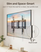 monTEK Heavy Duty Fixed TV Wall Mount for 43–95 Inch TVs, 1.1" Ultra Slim Low Profile Bracket, 200 lbs Capacity, Max VESA 800x400mm, Fits 16"/18"/24" Studs, Space-Saving for Large Flat & Curved TVs