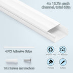YCLYC Cord Covers - 63in Paintable TV Cable Hider Kit, X-Large Cord Management System for Walls