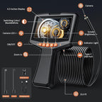 Endoscope Camera with Light: 4.3" Inspection Borescope Camera for Sewer - 16.4ft Waterproof Industrial Endoscope - Flexible Snake Bore Scope for Plumbing Automotive