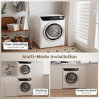 VCJ 2.6 cu.ft Portable Dryer, 1400W Electric Clothes Dryer with 5 Drying Modes & Stainless Steel Tub, Front Load Compact Dryer for Home, Apartment, Dorms