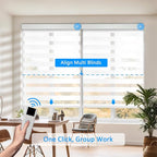 COOLWINDS Motorized Zebra Blinds for Windows Cordless Electric Curtains with Remote Control Blackout Shades Custom Smart Blinds Compatible with Alexa Google Home(Blackout White,W55 X 72in)