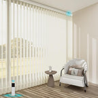 Blindify Motorized Sheer Vertical Blinds, Light Filtering Smart Rechargeable Vertical Window Blinds for Sliding Glass Door Customize(Linen Beige)