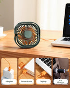 RJVW 4 Inch Small USB Desk Fan, 3-Speed Portable & 360°Rotatable Mini Cooling Fan, USB-Powered Desktop Fan for Home Office Bedroom Dorm Indoor Outdoor Summer Gift