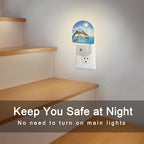 sndheke Jumping Dolphins Night Light Plug into Wall, Blue Sea and Bright Sky Dusk to Dawn Night Light Plug in,0.5w Energy Saving Sleep Friendly NightLight for Kids Boys Girls Home Decor