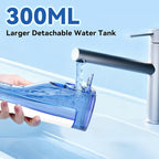 Cordless Portable Water Flosser with 300ML Tank: Rechargeable Oral Irrigator with 5 Tips for Travel, Braces Care and Sensitive Gums, IPX7 Waterproof Teeth Cleaning Device(White)