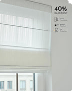 Graywind Smart Natural Roman Shades Compatible with Alexa Google Rechargeable Light Filtering Motorized Blinds with Remote Plain Fold for Doors Bedroom, Custom Size (Strip White)