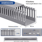 ZhiYo 68in (4X L17in) Server Rack Cable Management Raceway, H2.4 x W2in Large Capacity Cable Raceway Kit, Electrically Safe PVC, Open Slot Wire Raceway for Under Desk/Computer/Network Cords