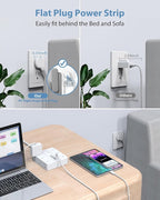 Power Strip Flat Plug with 12 Outlets 6 USB(2 USB C),SMNICE Surge Protector Charging Station with Overload Protection,5ft Extension Cord Widely Spaced Multiple Outlets for Home Office Dorm Essentials