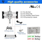 UL Listed 2Pcs Electromagnetic Relay for PLC;24V Relay Din Rail; 24VDC and 24VAC Both; SPDT with Push in Socket 6A 250VAC No Screw