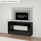 Vavkorkula High Gloss TV Stand for 55 Inch with 2 Large Drawers & Hidden Storage Cabinets, Modern Entertainment Center Television Stands for Living Room Bedroom, Black