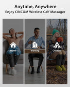 CINCOM Leg Massager with Heat and Air Compression, Cordless Calf Massager for Circulation and Pain Relief, Rechargeable Leg Compression for Edema Relief
