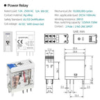 6 Volt Electromagnetic Power Relay with Test Button Coil 8Amp 8 Pins DPDT with Indicator Light and Socket Base UL CE TUV Certification
