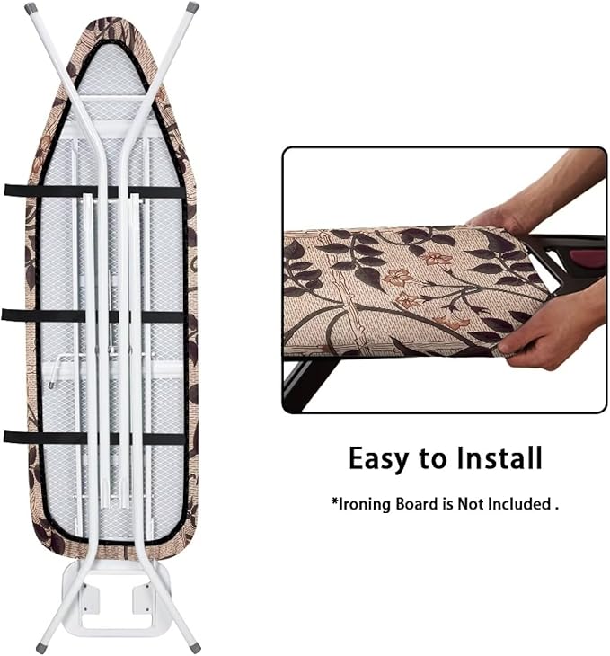 ZCFYGDX Ironing Board Cover with William Morris Prints, Washable Elastic Fabric, Heat-Resistant and Breathable, 3 Nylon Buckle Straps Fastening, Fits for Various Standard Sizes, 15x48 Inch
