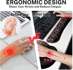 Britimes Rose Gold Pink Keyboard Mouse Pad Set Black Golden 4in1 Large Mousepad+Keyboard Wrist Rest+Mouse Wrist Rest+Coaster Ergonomic Design for Home Office Computer 35.4x15.7 inches
