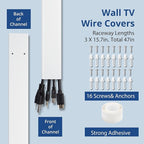 47in TV Cord Hider, YCLYC Cord Hider for Wall Mount TV, Large Cable Hider, Paintable Wire Covers for Cords, Cable Management Cord Organizer, Wire Hiders for TV on Wall 3*L15.7in W2in H0.7in, Black